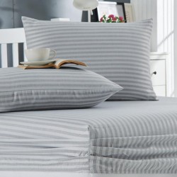 Ρανφορς σεντόνι με λάστιχο 160/200 με μαξιλαροθήκες Ριγέ Γκρι
